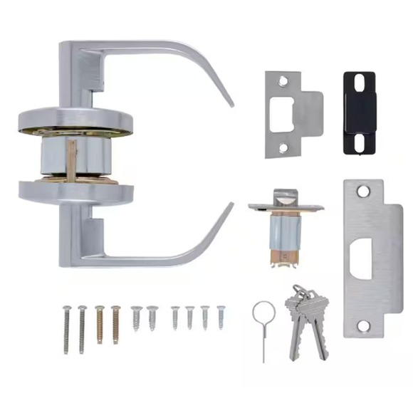 Commercial Keyed Curved Lever Cylindrical UL 3Hr Fire ANSI Grd 2, Satin Chrome - Picture 7 of 12